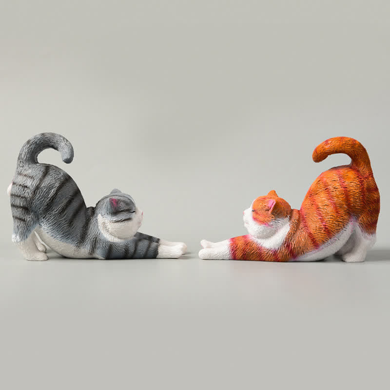 Nimara Ritual Hand-Painted Resin Lazy Kitten Animal Decoration