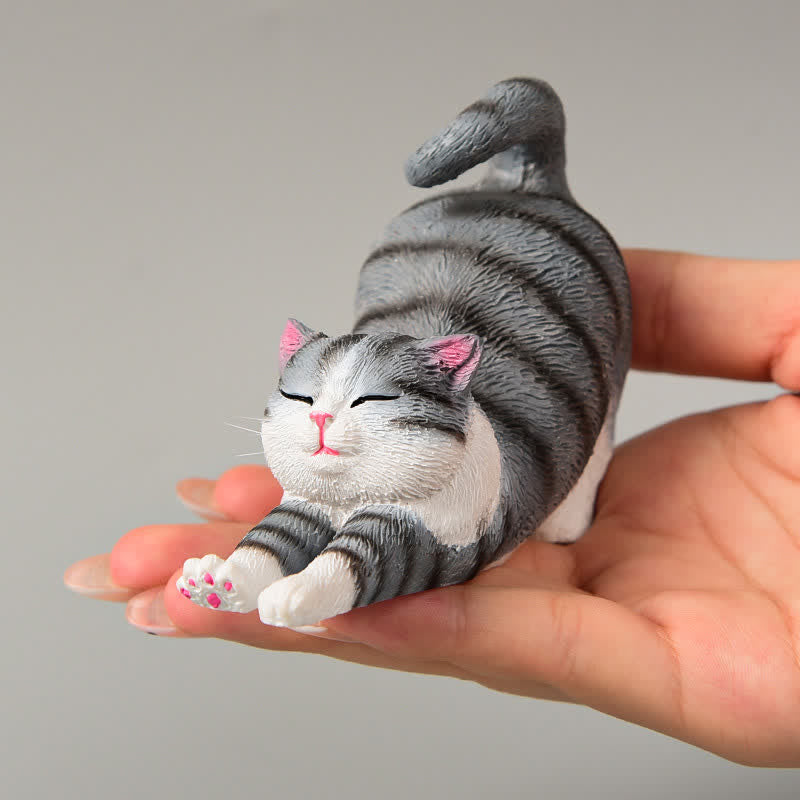 Nimara Ritual Hand-Painted Resin Lazy Kitten Animal Decoration