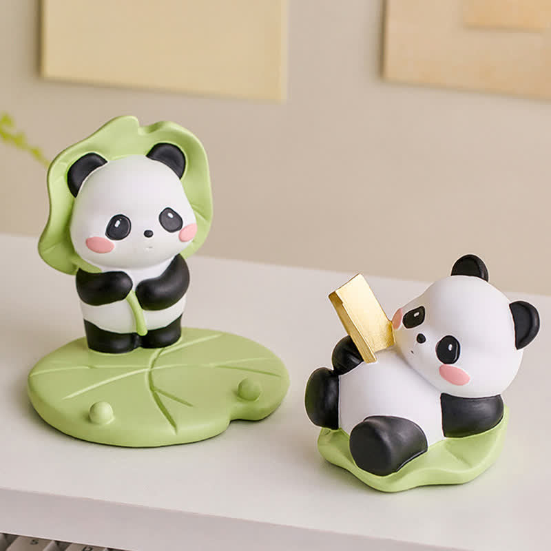 Nimara Ritual Resin Lotus Panda Phone Stand Cute Animal Decor