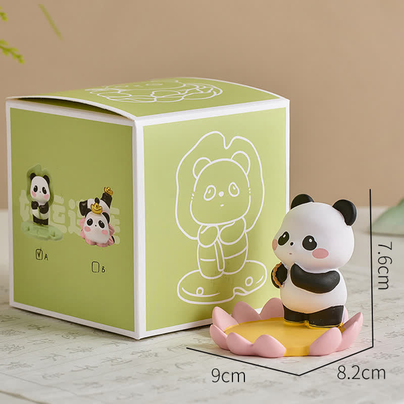 Nimara Ritual Resin Lotus Panda Phone Stand Cute Animal Decor