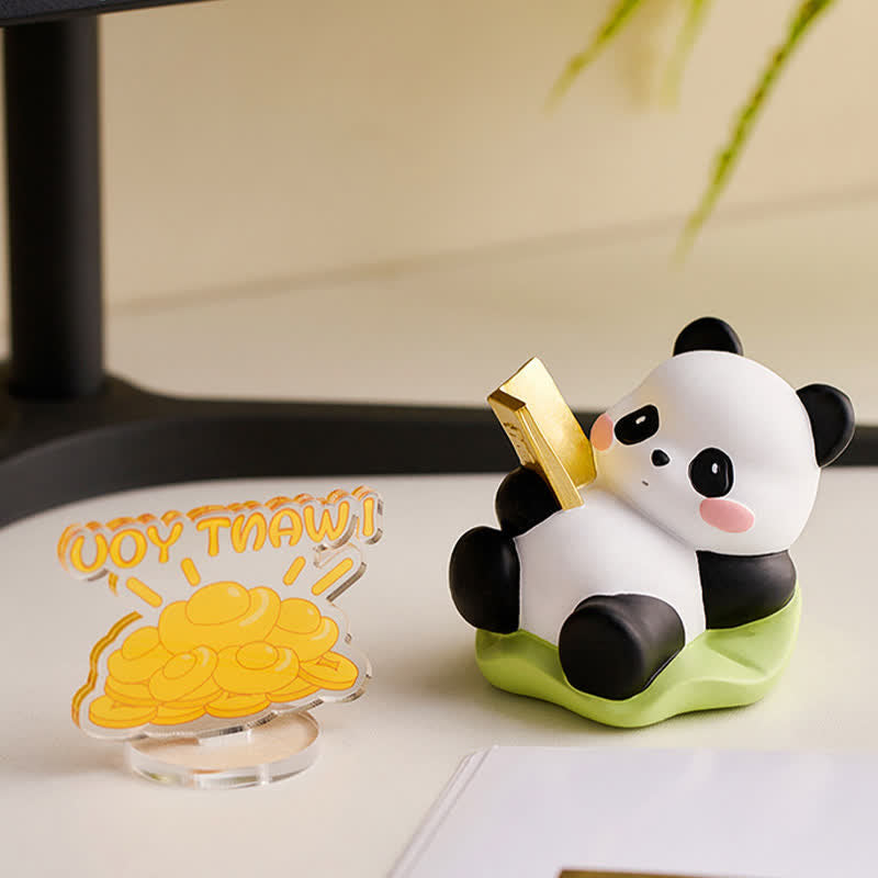 Nimara Ritual Resin Lotus Panda Phone Stand Cute Animal Decor