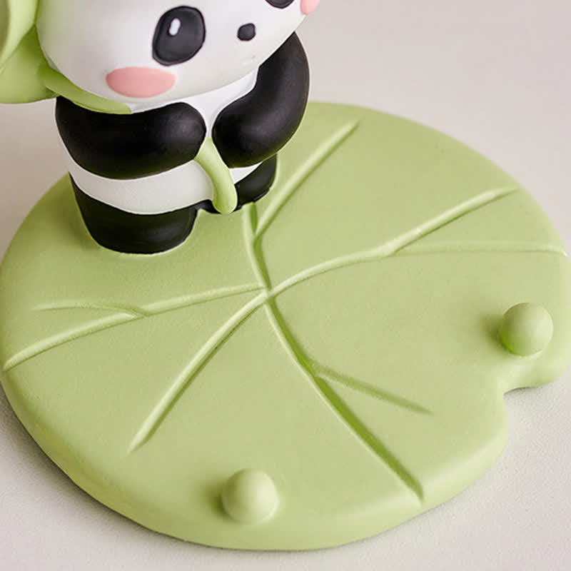 Nimara Ritual Resin Lotus Panda Phone Stand Cute Animal Decor