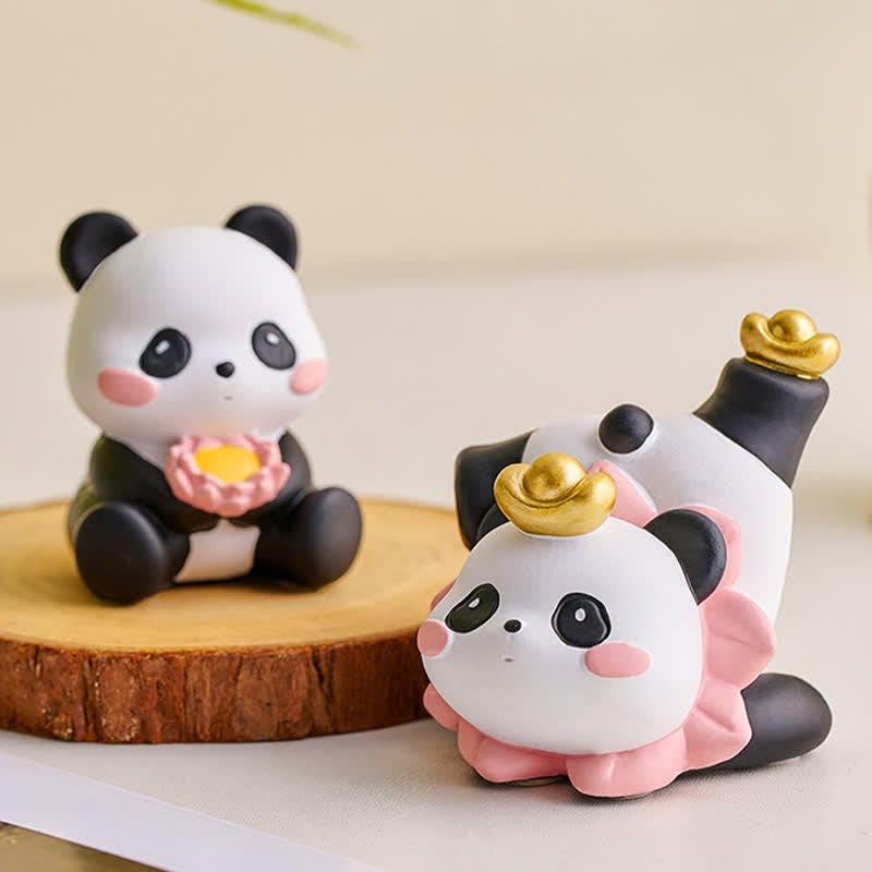 Nimara Ritual Resin Lotus Panda Phone Stand Cute Animal Decor