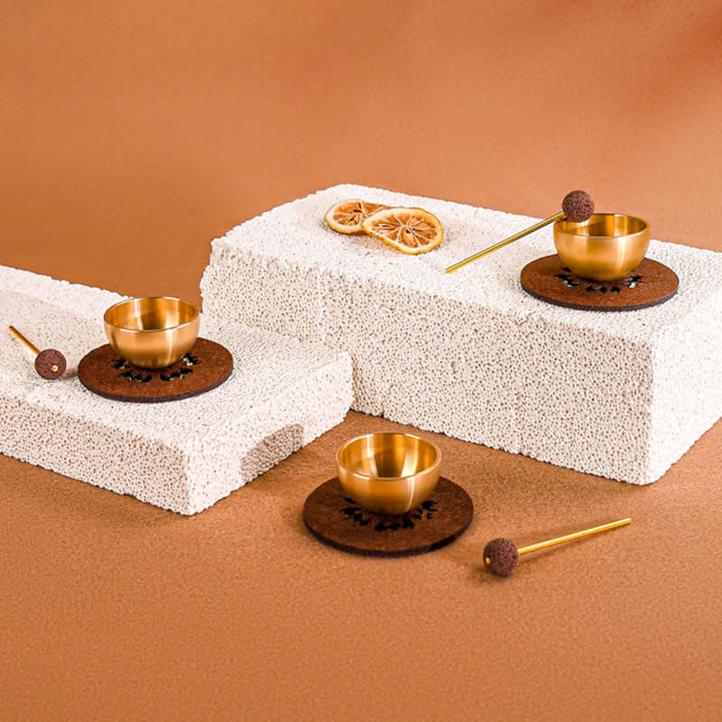 Nimara Ritual Brass Mini Grounding Meditation Singing Bowls Gift Set