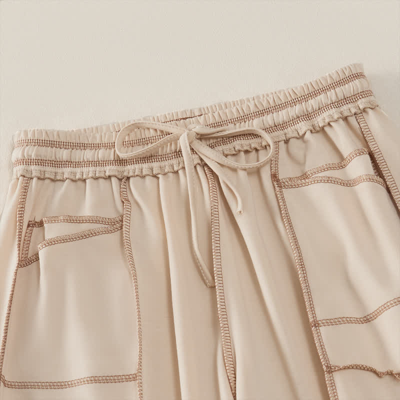 Nimara Ritual Summer Casual Minimalist Drawstring Patch Pocket Solid Ankle Pants Women's Straight Leg Pants With Pocket