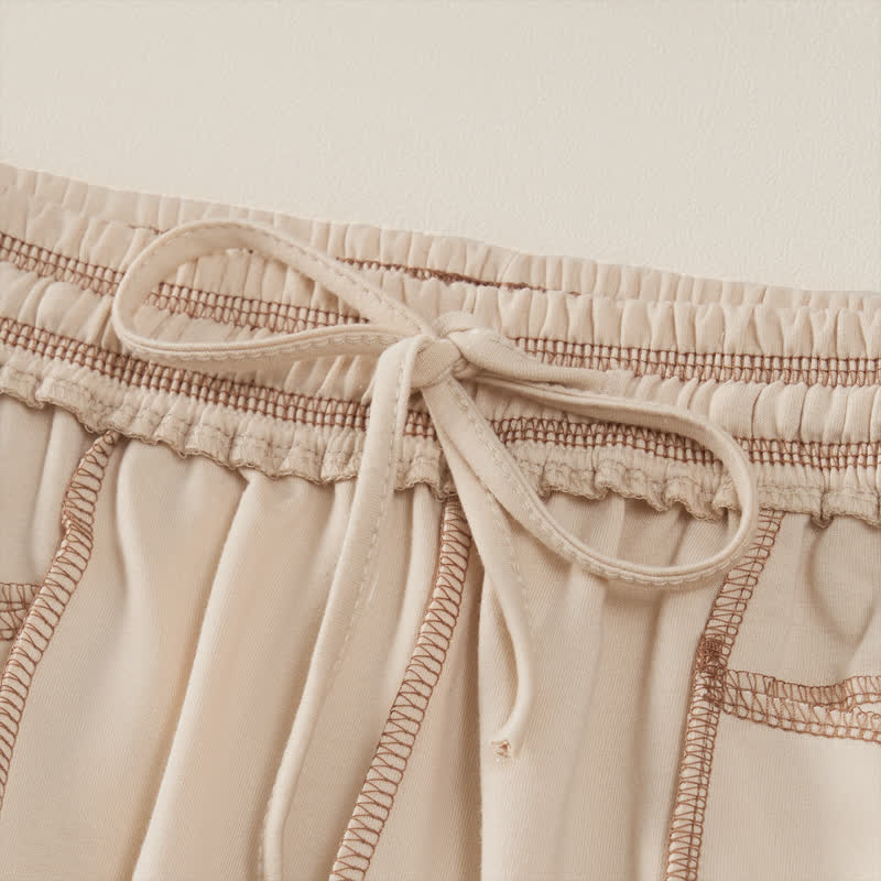 Nimara Ritual Summer Casual Minimalist Drawstring Patch Pocket Solid Ankle Pants Women's Straight Leg Pants With Pocket