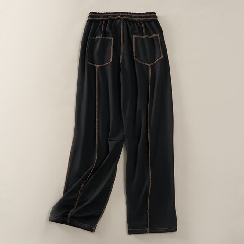 Nimara Ritual Summer Casual Minimalist Drawstring Patch Pocket Solid Ankle Pants Women's Straight Leg Pants With Pocket