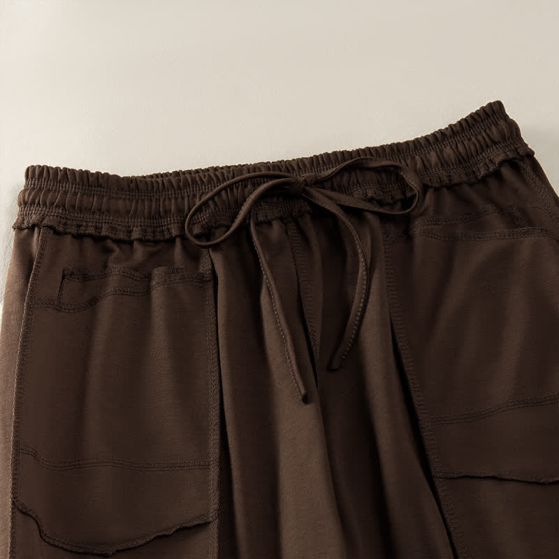 Nimara Ritual Summer Casual Minimalist Drawstring Patch Pocket Solid Ankle Pants Women's Straight Leg Pants With Pocket