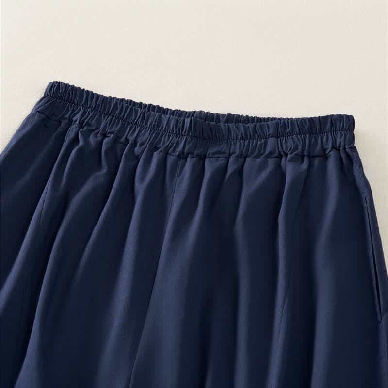 Nimara Ritual Summer Casual Vintage Solid Cropped Pants Women's Wide Leg Pants With Pocket