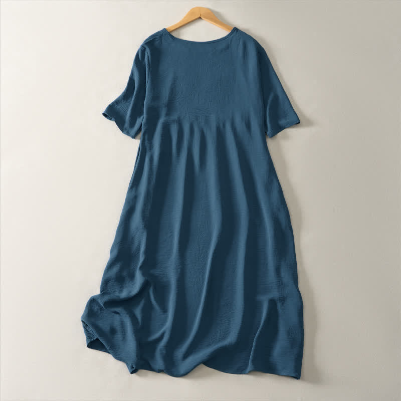 Nimara Ritual Summer Casual Minimalist Solid Women's Short Sleeve Dresses With Pocket