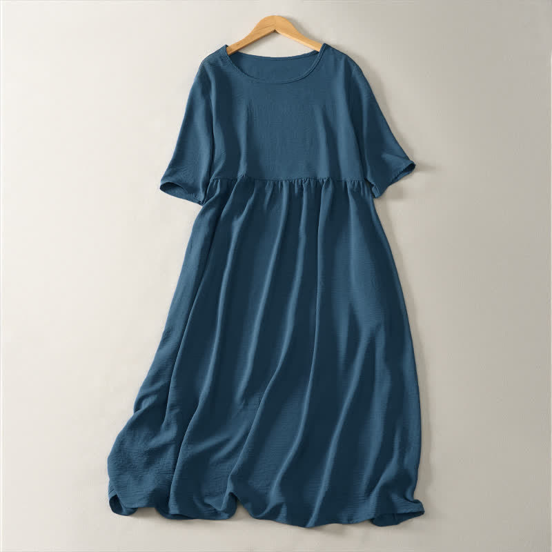 Nimara Ritual Summer Casual Minimalist Solid Women's Short Sleeve Dresses With Pocket