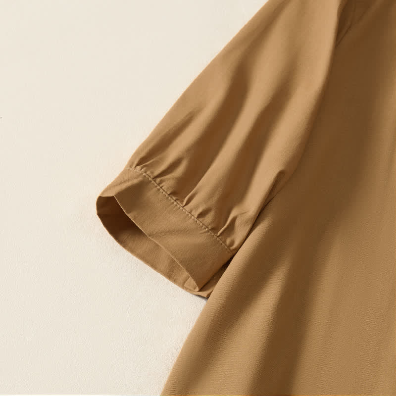 Nimara Ritual Summer Minimalist Simple Solid Women's Short Sleeve Dresses With Pocket