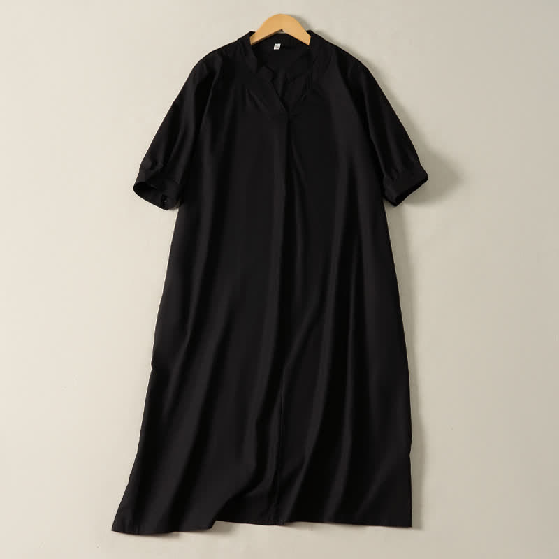 Nimara Ritual Summer Minimalist Simple Solid Women's Short Sleeve Dresses With Pocket