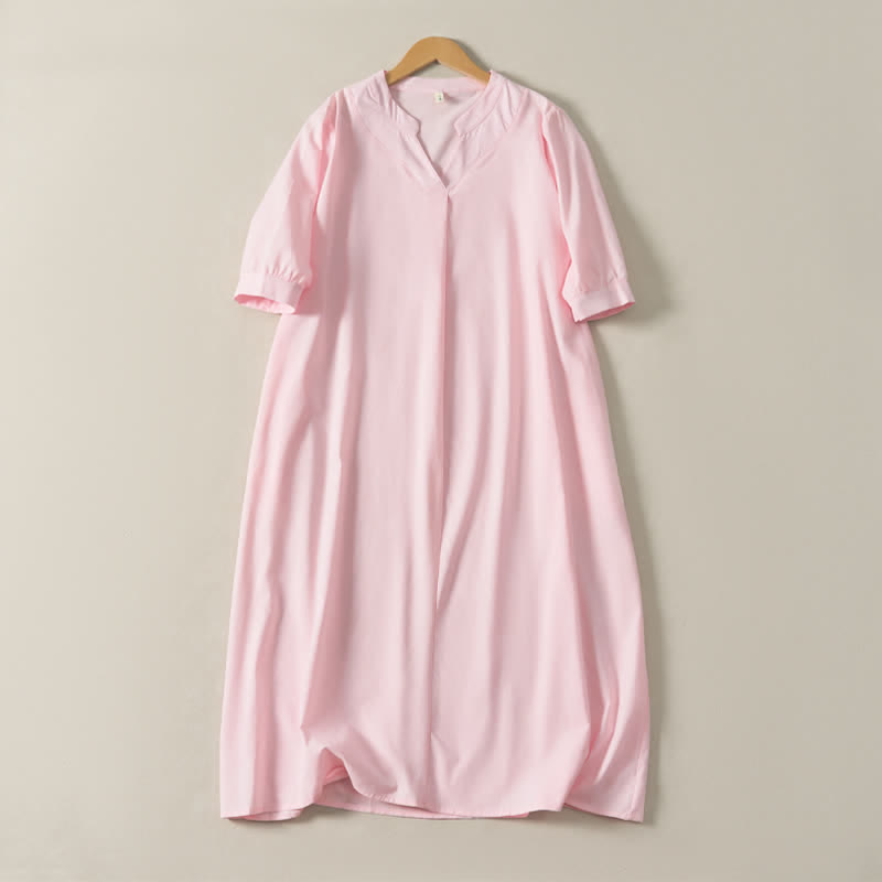 Nimara Ritual Summer Minimalist Simple Solid Women's Short Sleeve Dresses With Pocket
