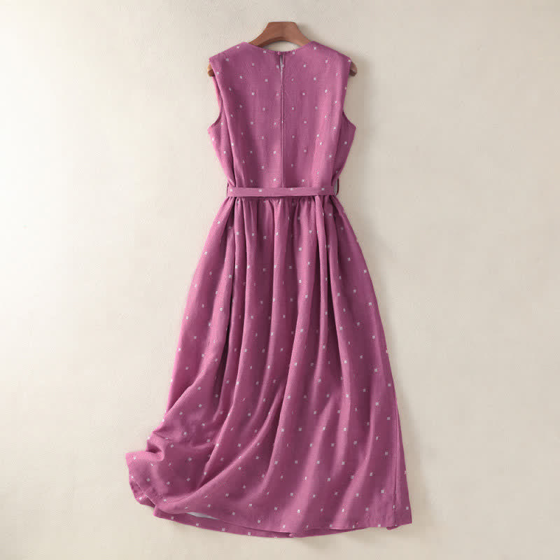 Nimara Ritual Summer Elegant Casual Drawstring Polka Dot Women's Summer Sleeveless Dresse With Pocket
