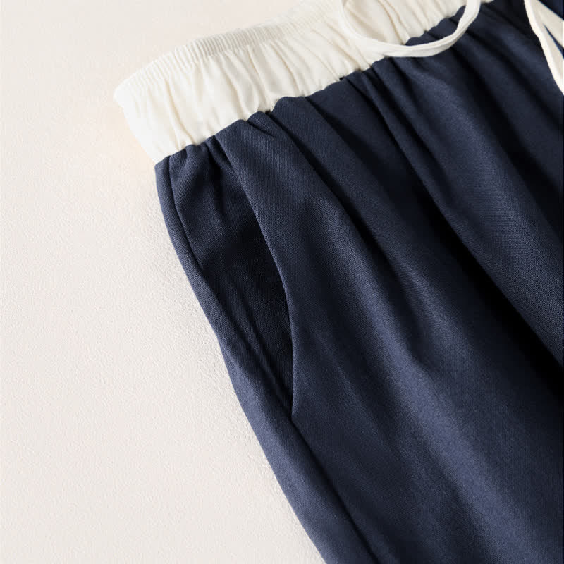 Nimara Ritual Summer Casual Drawstring Solid Cropped Pants Women's Straight Leg Pants With Pocket