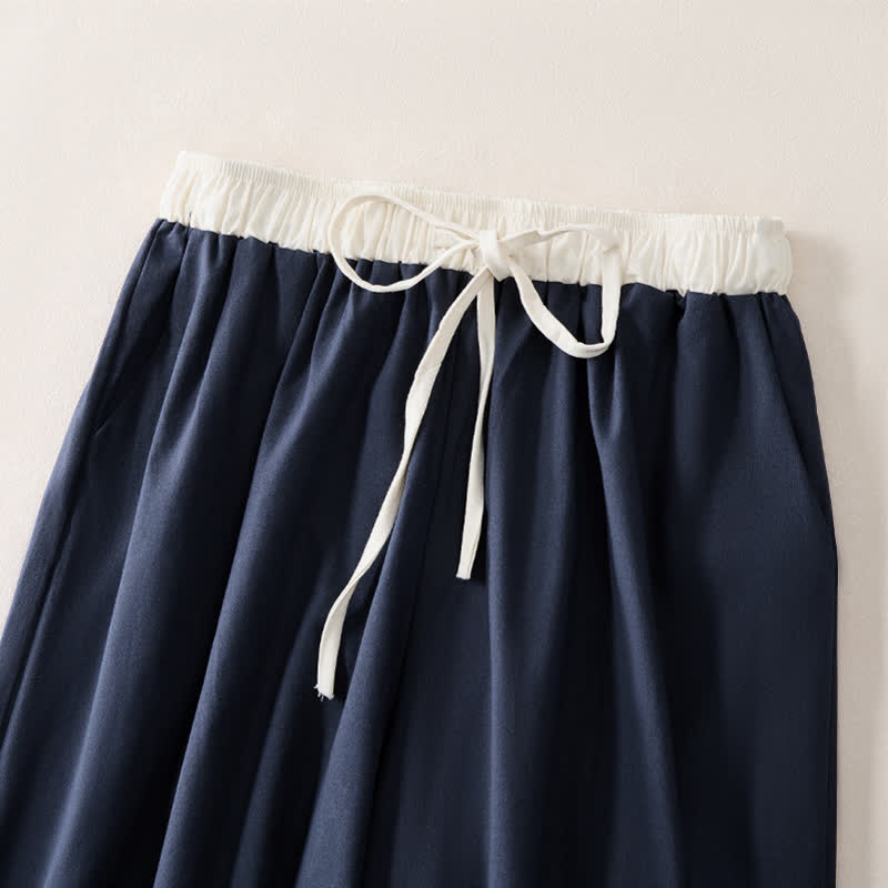 Nimara Ritual Summer Casual Drawstring Solid Cropped Pants Women's Straight Leg Pants With Pocket