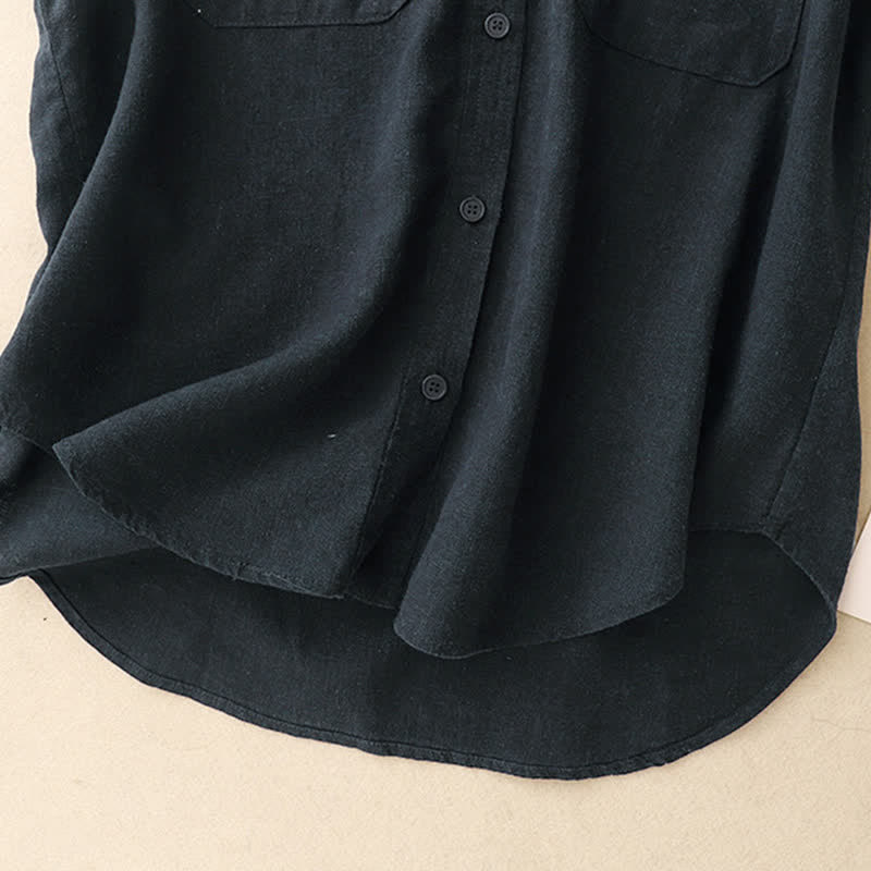 Nimara Ritual Summer Casual Minimalist Button-Up Patch Pocket Solid Women's Sleeveless Shirts Tank Top With Pocket