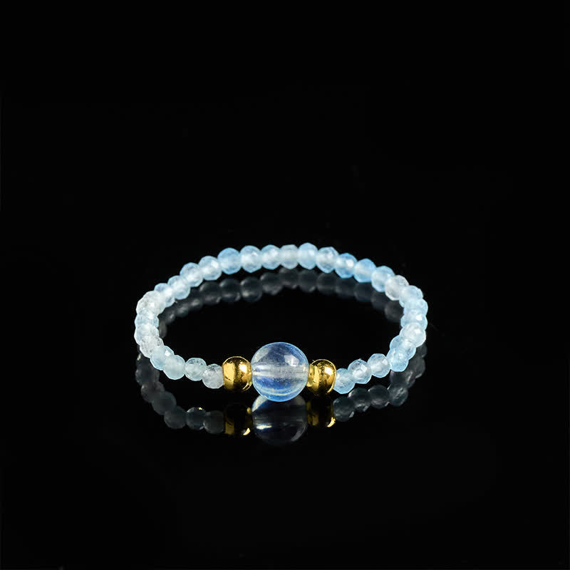 Nimara Ritual 2mm Mini Beads Natural Rhodonite Aquamarine Topaz Rose Quartz Healing Elastic Ring