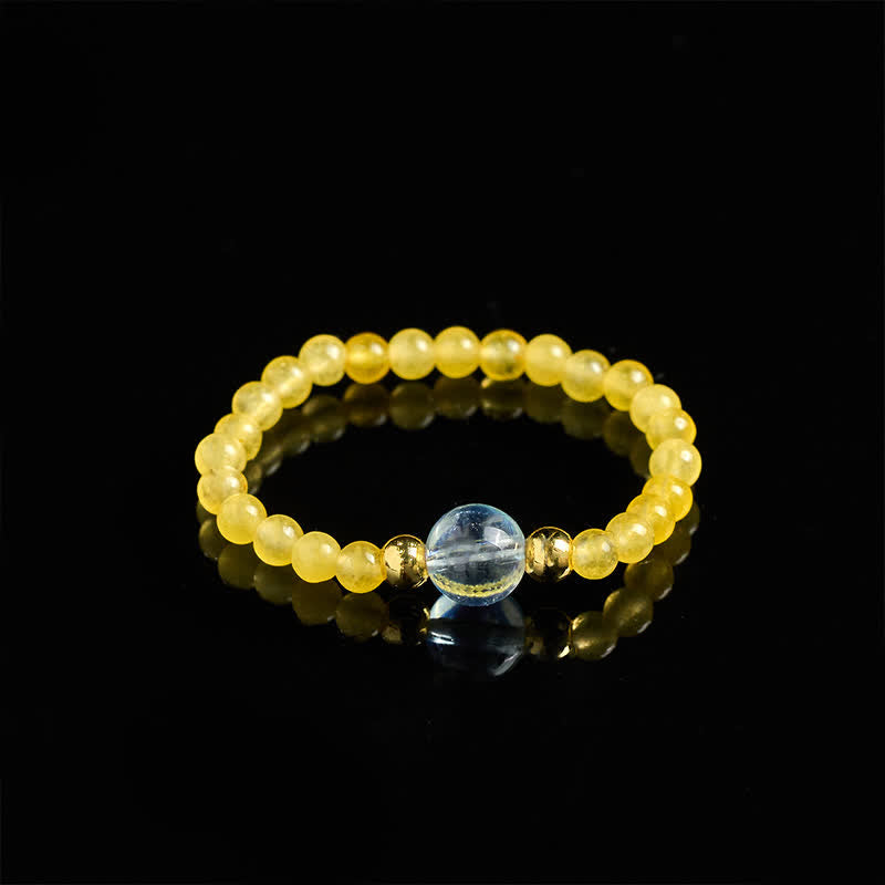 Nimara Ritual 2mm Mini Beads Natural Rhodonite Aquamarine Topaz Rose Quartz Healing Elastic Ring