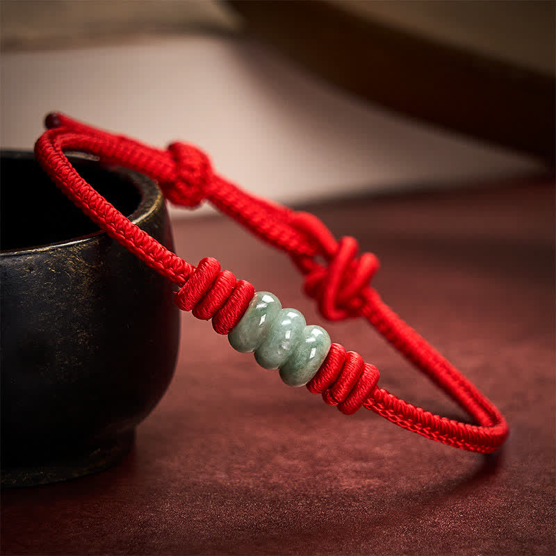 Nimara Ritual Handmade Red String Jade Protection Braided Sliding Knot Bracelet