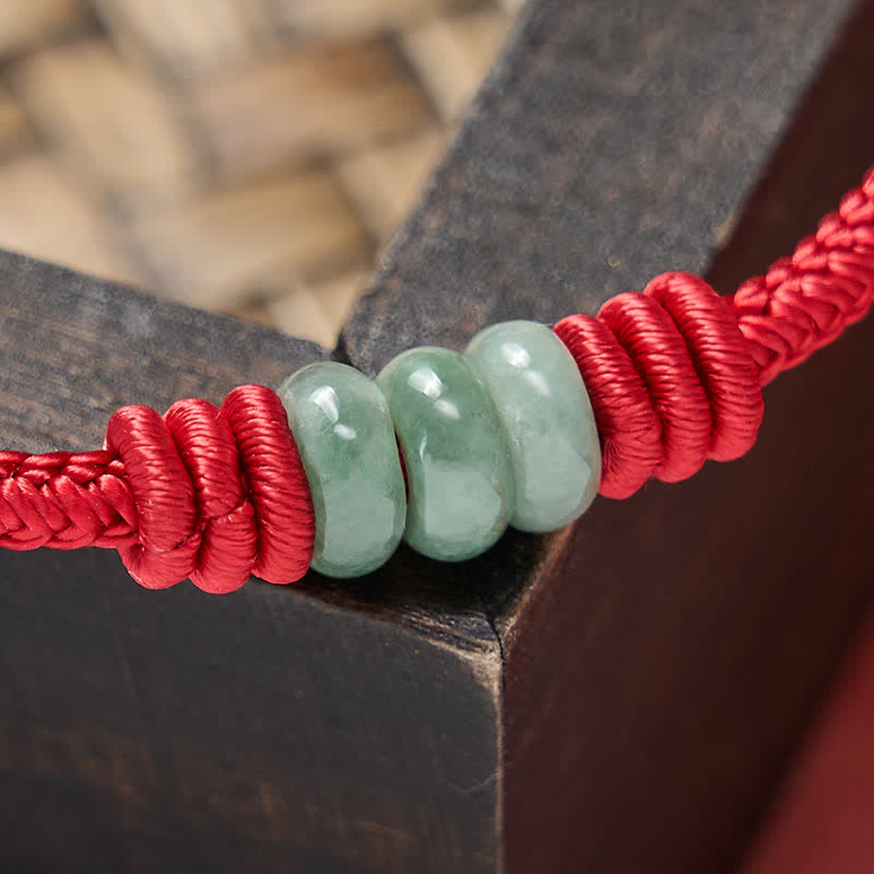 Nimara Ritual Handmade Red String Jade Protection Braided Sliding Knot Bracelet