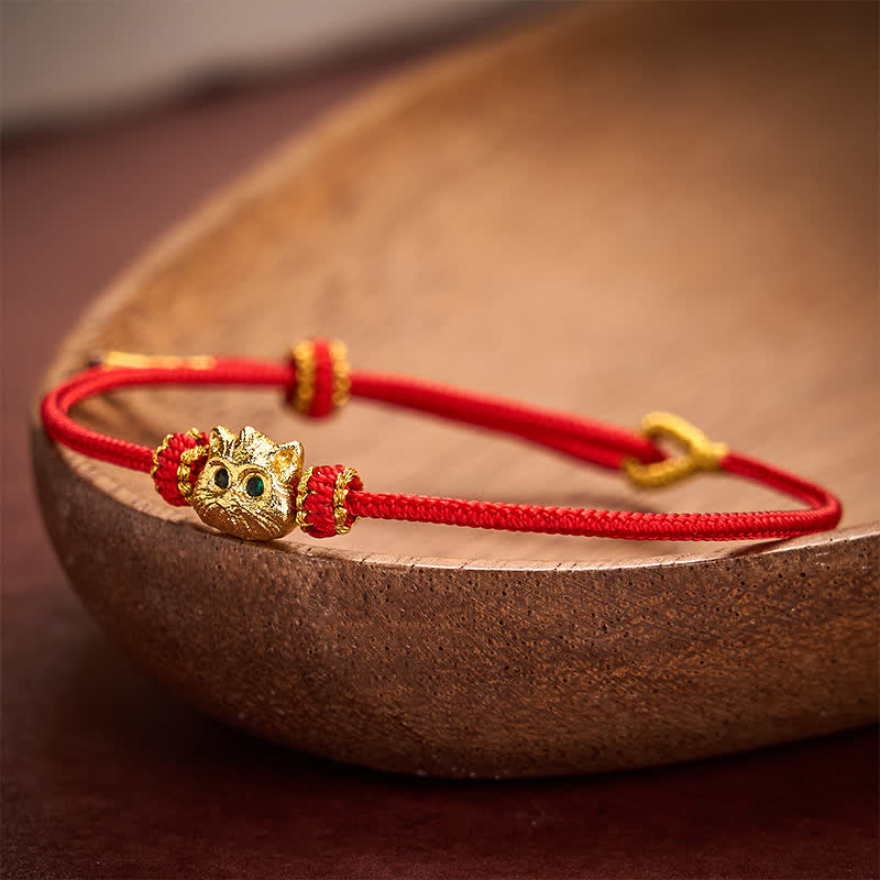 Nimara Ritual Hand Woven Red String Cute Cat Luck Bracelet