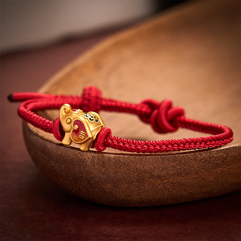 Nimara Ritual Handmade Red String Elephant Love Heart Protection Braided Adjustable Bracelet