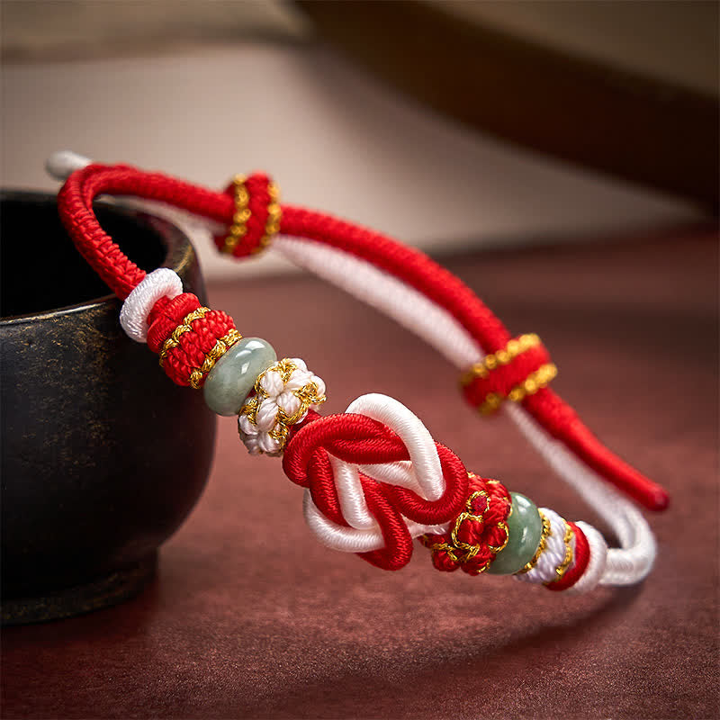 Nimara Ritual Hand-Woven Love Heart Knot Jade Luck Braided Cord Bracelet
