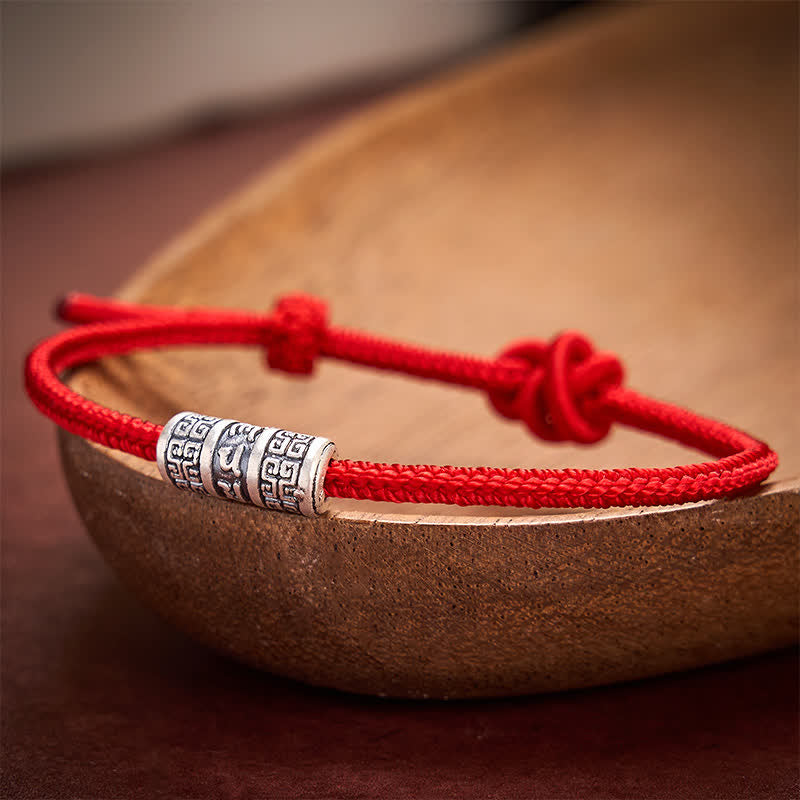 Nimara Ritual Handmade Braided Red String Om Mani Padme Hum Protection Bracelet