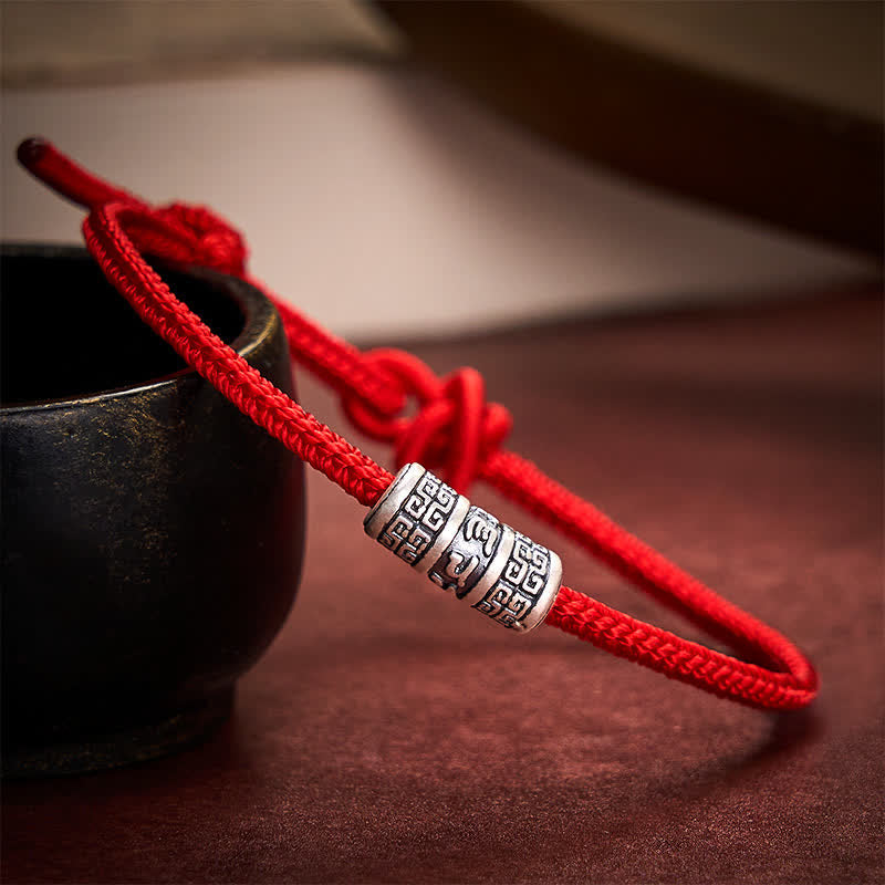 Nimara Ritual Handmade Braided Red String Om Mani Padme Hum Protection Bracelet