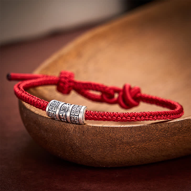 Nimara Ritual Handmade Braided Red String Om Mani Padme Hum Protection Bracelet