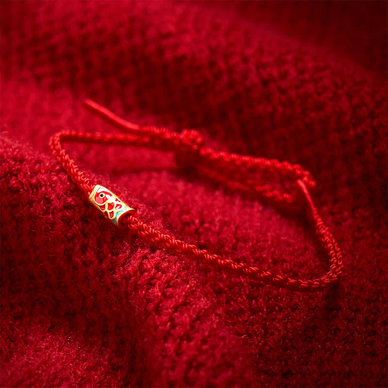 Nimara Ritual Hand-Woven Red String Koi Fish Luck Braided Cord Bracelet