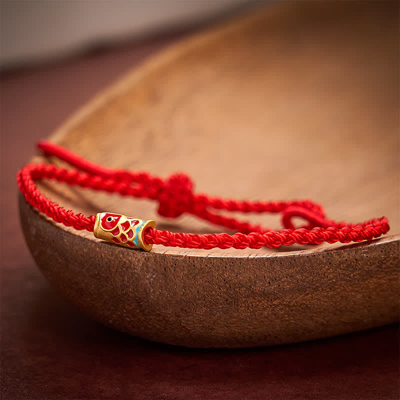 Nimara Ritual Hand-Woven Red String Koi Fish Luck Braided Cord Bracelet