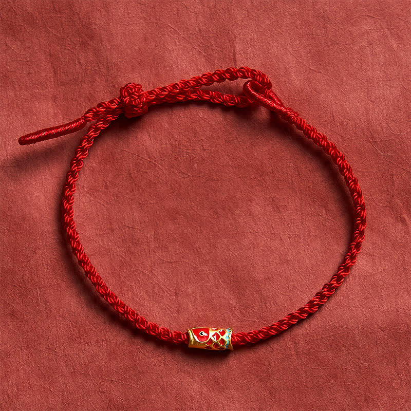 Nimara Ritual Hand-Woven Red String Koi Fish Luck Braided Cord Bracelet
