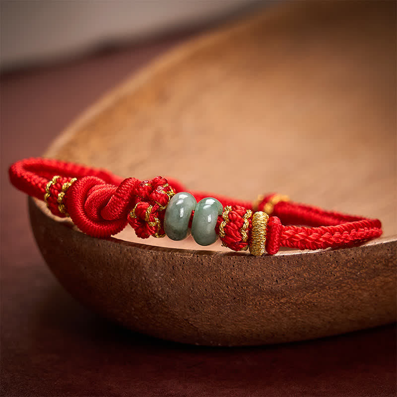 Nimara Ritual Chinese Knotting Luck Jade Hand-Woven Adjustable Bracelet