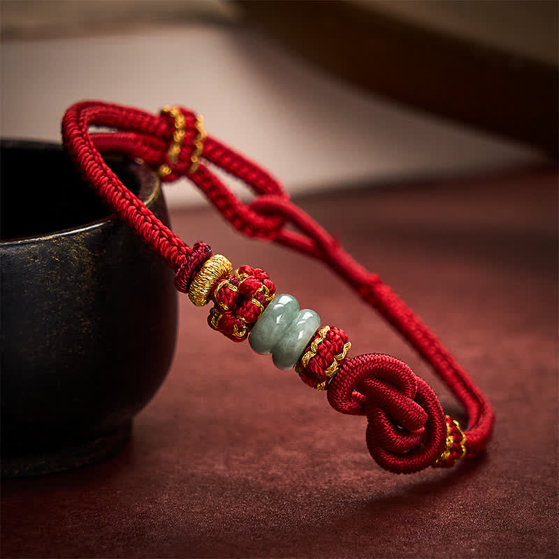Nimara Ritual Chinese Knotting Luck Jade Hand-Woven Adjustable Bracelet