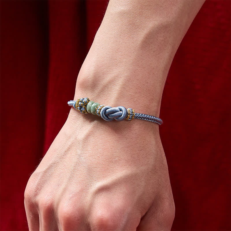 Nimara Ritual Chinese Knotting Luck Jade Hand-Woven Adjustable Bracelet