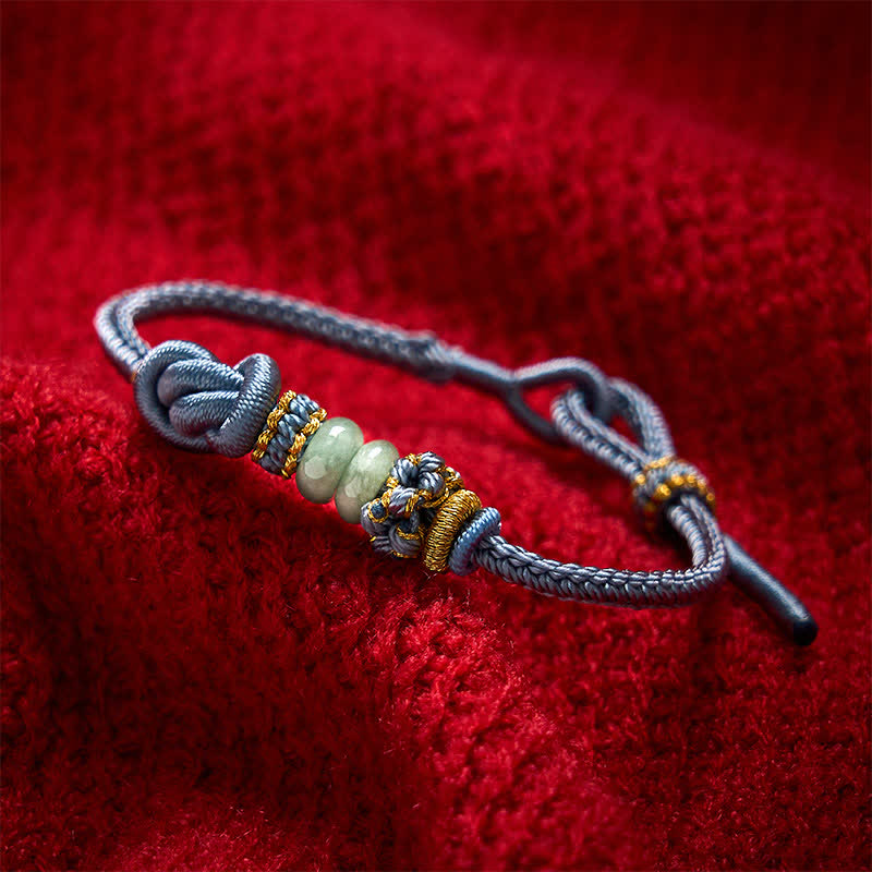 Nimara Ritual Chinese Knotting Luck Jade Hand-Woven Adjustable Bracelet