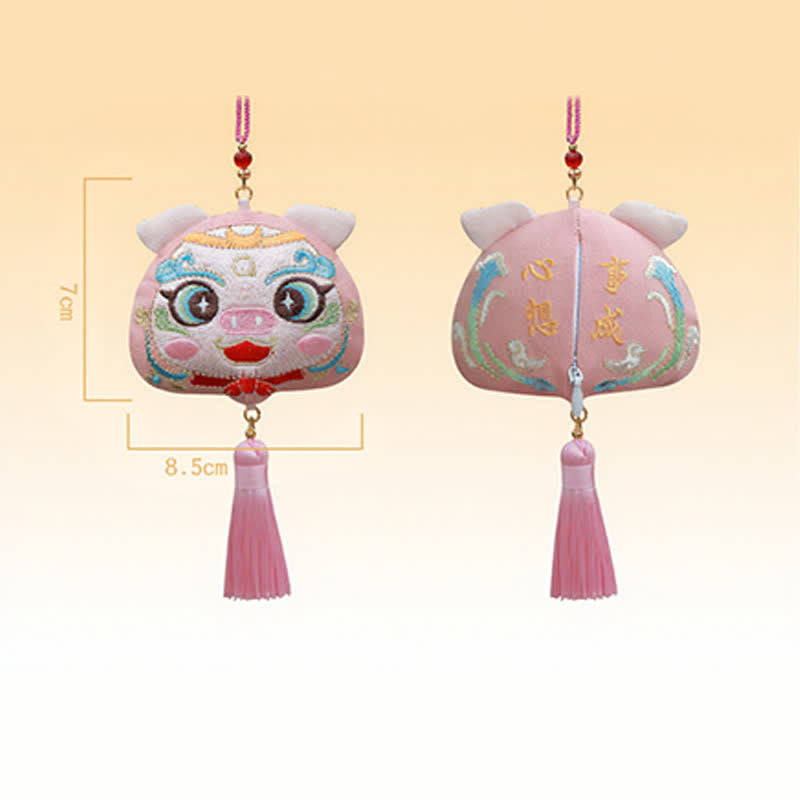 Nimara Ritual Chinese Zodiac Embroidered Dragon Tiger Tassel Luck Cute Animal Decor
