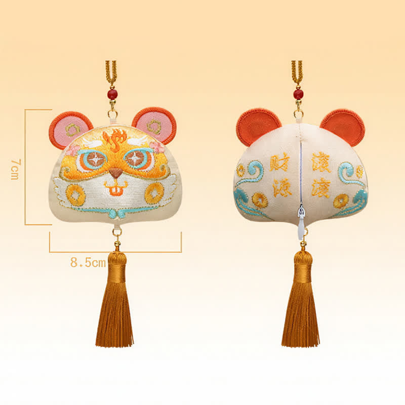 Nimara Ritual Chinese Zodiac Embroidered Dragon Tiger Tassel Luck Cute Animal Decor