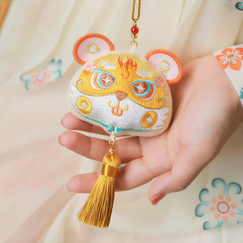 Nimara Ritual Chinese Zodiac Embroidered Dragon Tiger Tassel Luck Cute Animal Decor