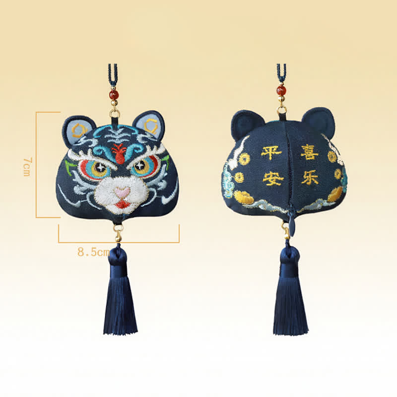 Nimara Ritual Chinese Zodiac Embroidered Dragon Tiger Tassel Luck Cute Animal Decor