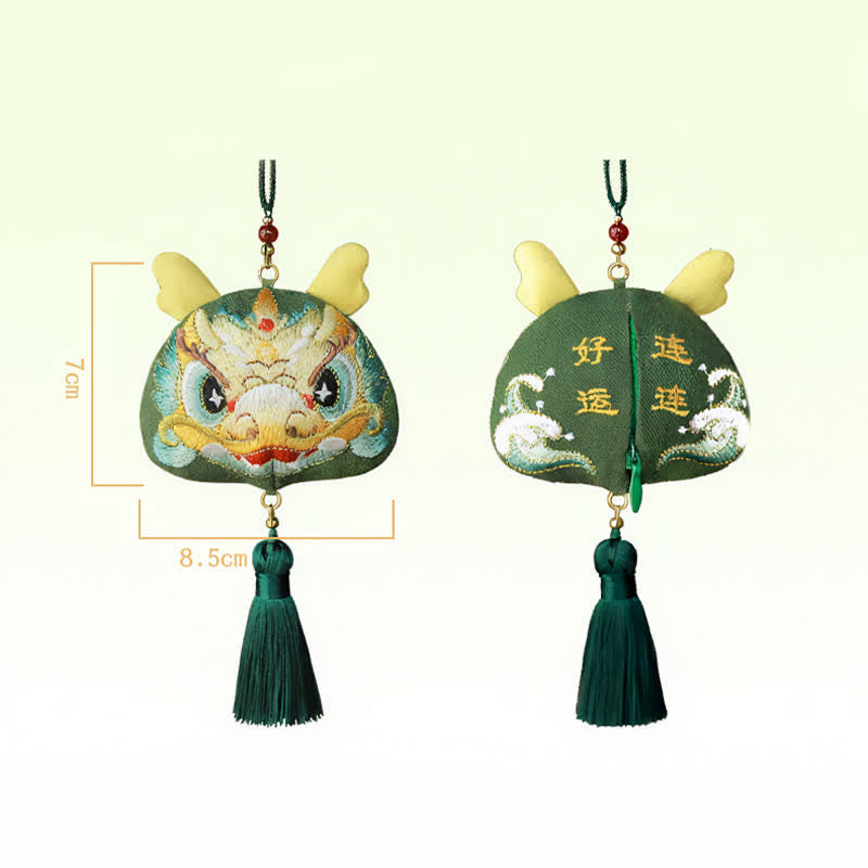 Nimara Ritual Chinese Zodiac Embroidered Dragon Tiger Tassel Luck Cute Animal Decor