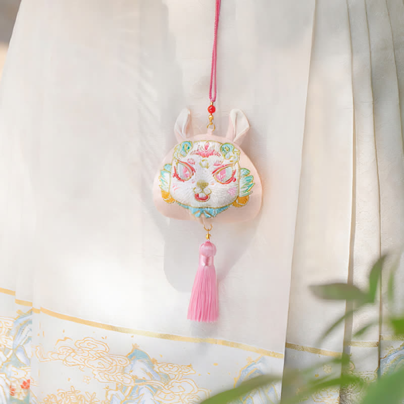 Nimara Ritual Chinese Zodiac Embroidered Dragon Tiger Tassel Luck Cute Animal Decor