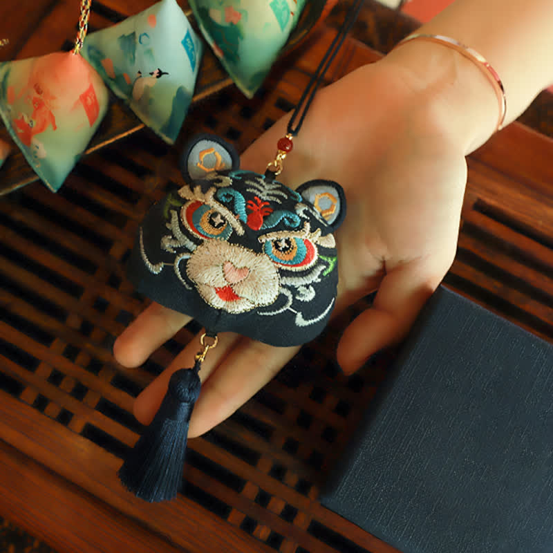 Nimara Ritual Chinese Zodiac Embroidered Dragon Tiger Tassel Luck Cute Animal Decor