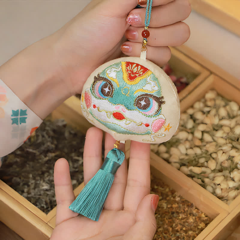 Nimara Ritual Chinese Zodiac Embroidered Dragon Tiger Tassel Luck Cute Animal Decor