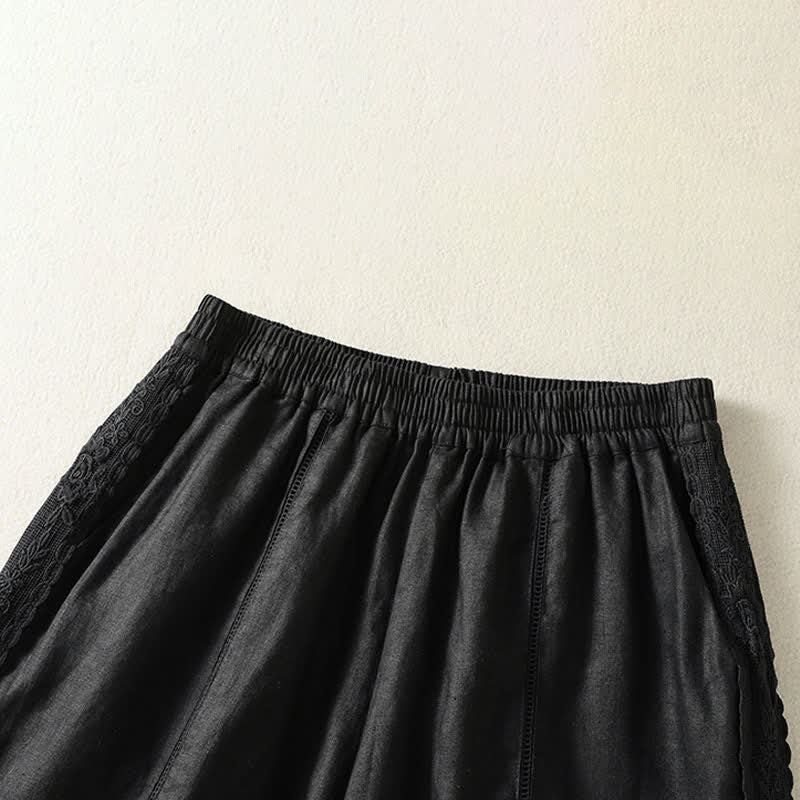 Nimara Ritual Summer Casual Boho Solid Decorative Side Lace Women's Shorts With Pockets