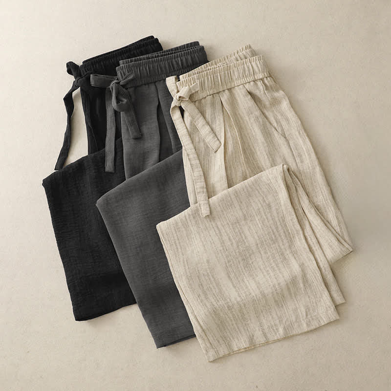 Nimara Ritual Summer Casual Minimalist Drawstring Solid Ankle Pants Women's Straight Leg Pants With Pockets