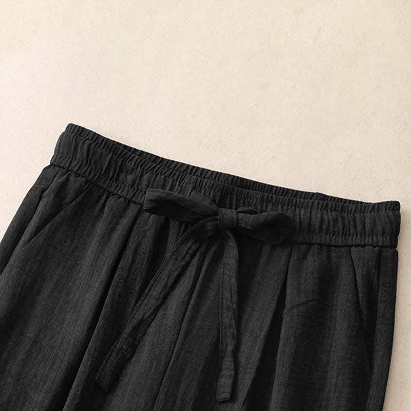 Nimara Ritual Summer Casual Minimalist Drawstring Solid Ankle Pants Women's Straight Leg Pants With Pockets